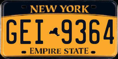 NY license plate GEI9364
