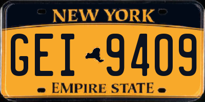 NY license plate GEI9409