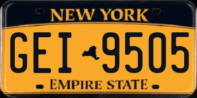 NY license plate GEI9505