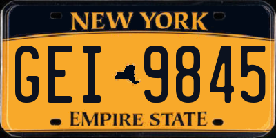 NY license plate GEI9845