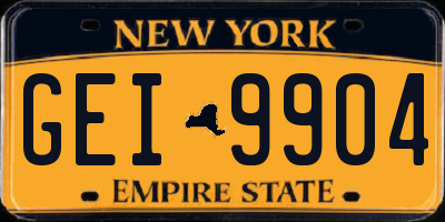 NY license plate GEI9904