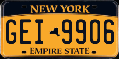 NY license plate GEI9906