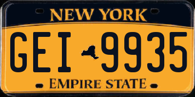 NY license plate GEI9935