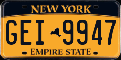 NY license plate GEI9947