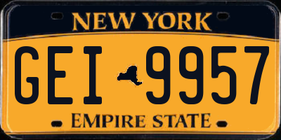 NY license plate GEI9957
