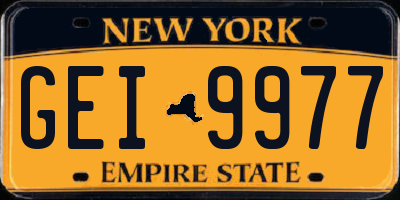 NY license plate GEI9977