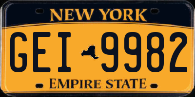 NY license plate GEI9982