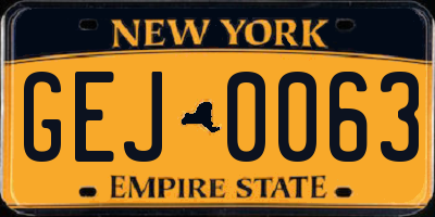 NY license plate GEJ0063