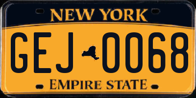 NY license plate GEJ0068