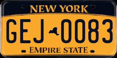 NY license plate GEJ0083