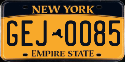 NY license plate GEJ0085