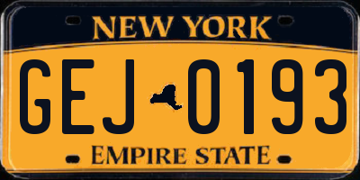 NY license plate GEJ0193
