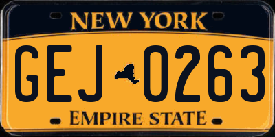 NY license plate GEJ0263