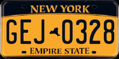 NY license plate GEJ0328