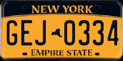 NY license plate GEJ0334