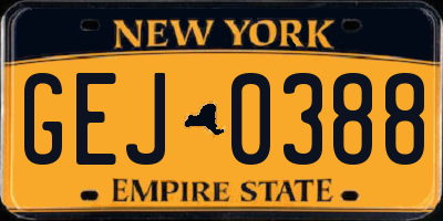 NY license plate GEJ0388