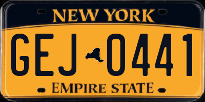 NY license plate GEJ0441