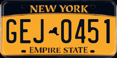NY license plate GEJ0451