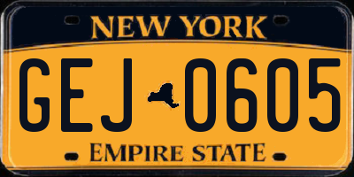 NY license plate GEJ0605