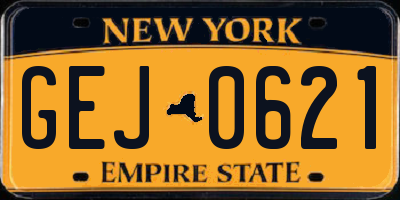 NY license plate GEJ0621