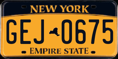 NY license plate GEJ0675
