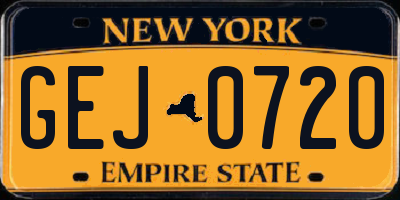 NY license plate GEJ0720