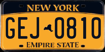 NY license plate GEJ0810