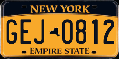 NY license plate GEJ0812