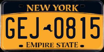 NY license plate GEJ0815