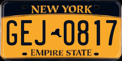 NY license plate GEJ0817