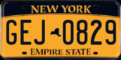 NY license plate GEJ0829