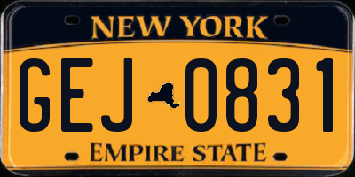 NY license plate GEJ0831