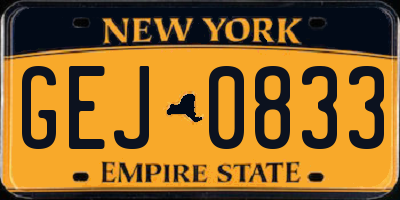 NY license plate GEJ0833