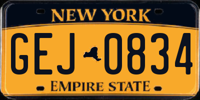 NY license plate GEJ0834