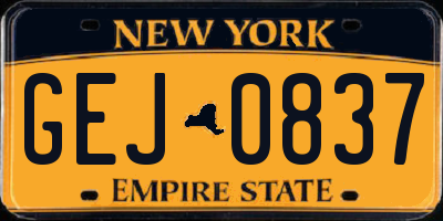 NY license plate GEJ0837