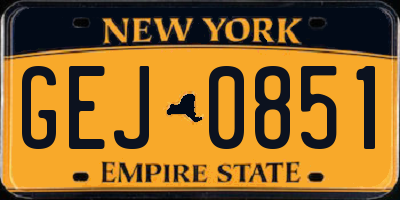 NY license plate GEJ0851