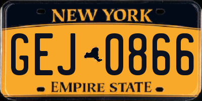 NY license plate GEJ0866