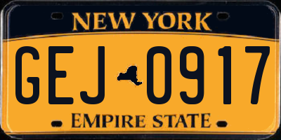 NY license plate GEJ0917