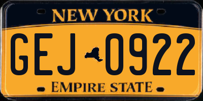 NY license plate GEJ0922