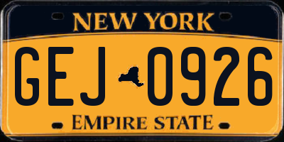 NY license plate GEJ0926