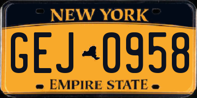 NY license plate GEJ0958