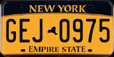 NY license plate GEJ0975