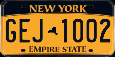 NY license plate GEJ1002