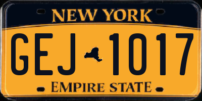 NY license plate GEJ1017