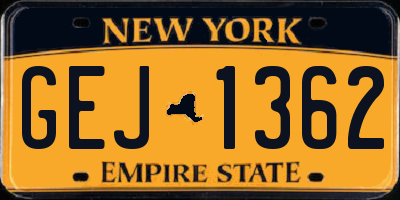 NY license plate GEJ1362