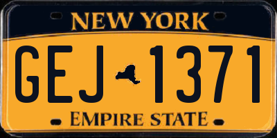 NY license plate GEJ1371