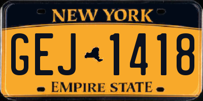 NY license plate GEJ1418