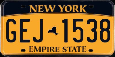 NY license plate GEJ1538