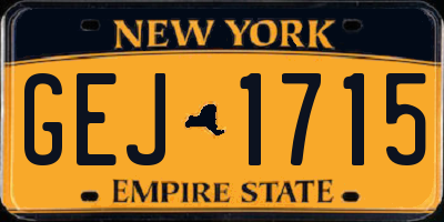 NY license plate GEJ1715