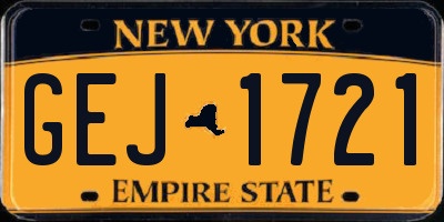 NY license plate GEJ1721